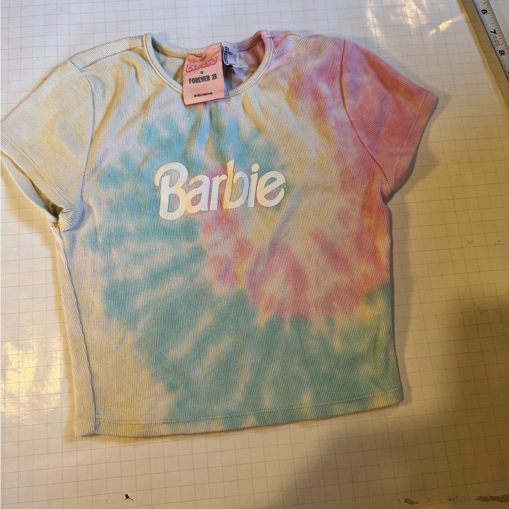 Forever 21 Pastel Tie-Dye Barbie Crop Top - Pink, Blue, Yellow